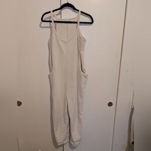 Sincerely Jules White Cream Velour Jumpsuit Size Small